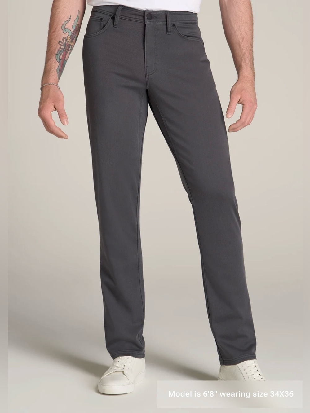 American Tall Everyday Comfort 5-Pocket TAPERED-FIT Pants Tall Men Sz 38x36 Gray